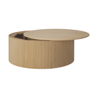 The 31.5 inch Roller Max Coffee Table Oak by Ethnicraft with open tabletop.