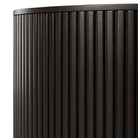 The Roller Max Coffee Table from Ethnicraft is shown in a detailed shot of the detail of the woodwork on the side of the table. all-groups