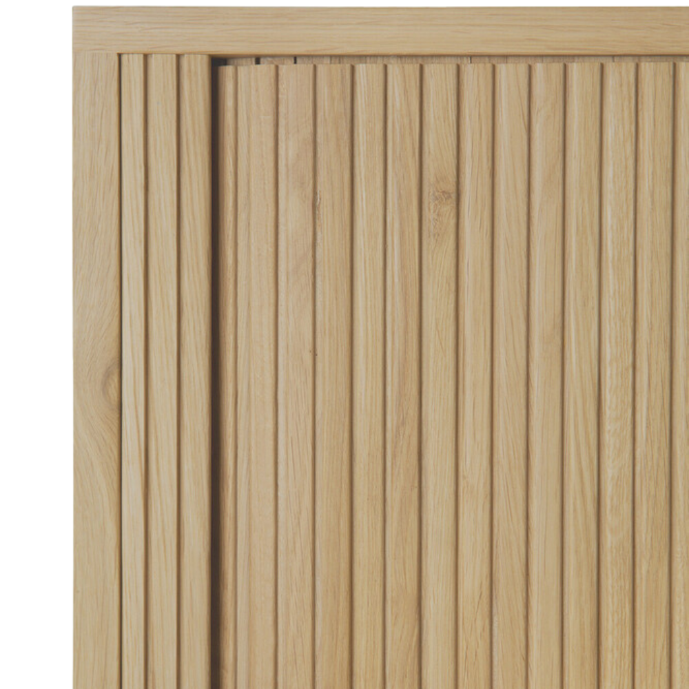 Close up of the 88-inch Roller Max Sideboard from Ethnicraft in oak.
