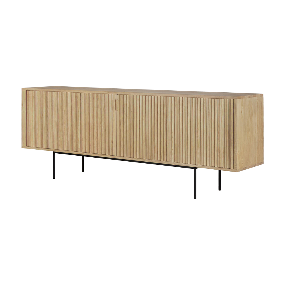 The 88-inch Roller Max Sideboard from Ethnicraft in oak side angle.