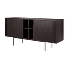 The 66-inch Roller Max Sideboard from Ethnicraft in teak off black with door open.
