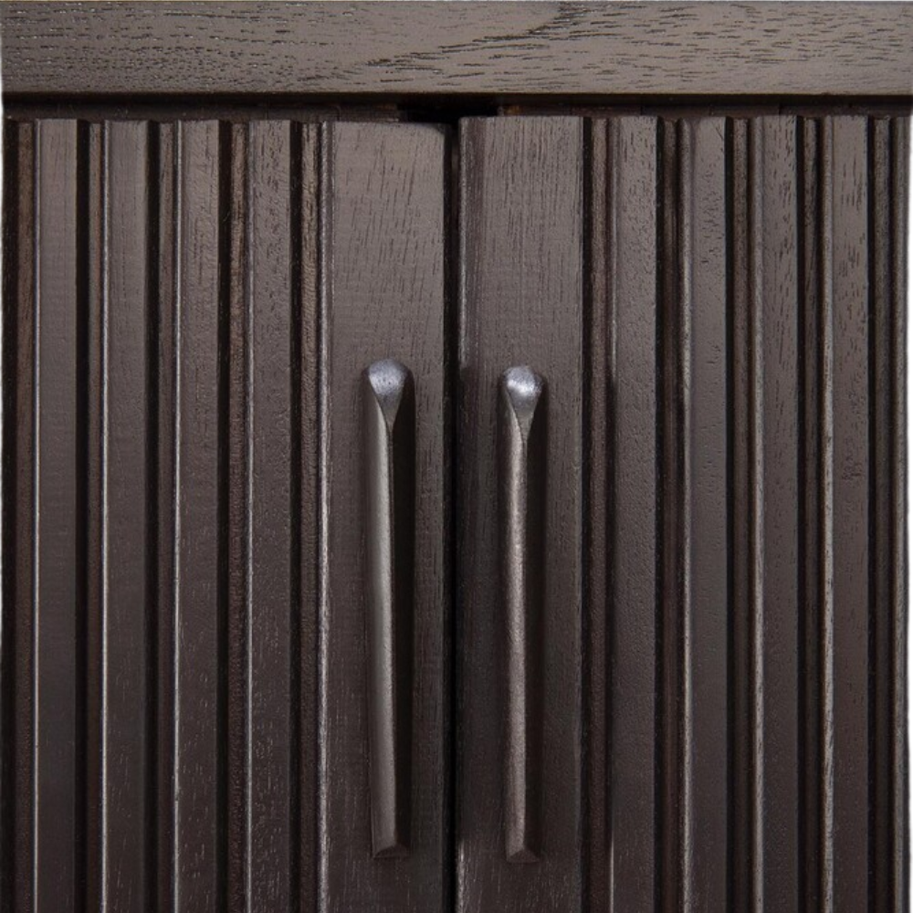 Detailed image of the 88-inch Roller Max Sideboard from Ethnicraft in teak off black.