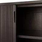 Detailed image of the 88-inch Roller Max Sideboard from Ethnicraft in teak off black.