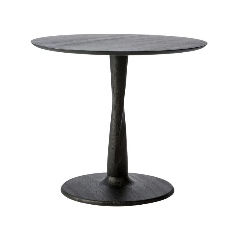Illuminee Torsion Round Dining Table Black Oak, 35.5 inches by Ethnicraft.