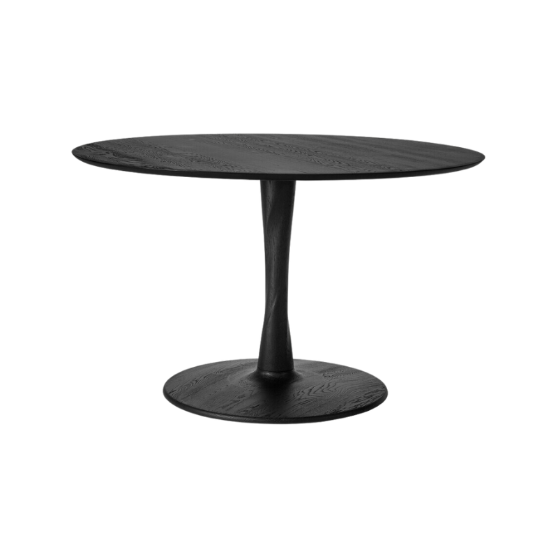 Illuminee Torsion Round Dining Table Black Oak, 50 inches by Ethnicraft.