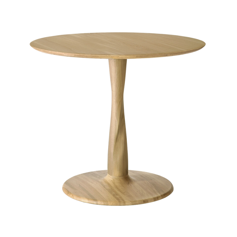 Illuminee Torsion Round Dining Table Oak, 35.5 inches by Ethnicraft.