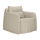 The bone Weave Lounge Chair by Ethnicraft from the side angle with a cushion.