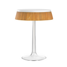 The Bon Jour Table Lamp from Flos in white with rattan crown.