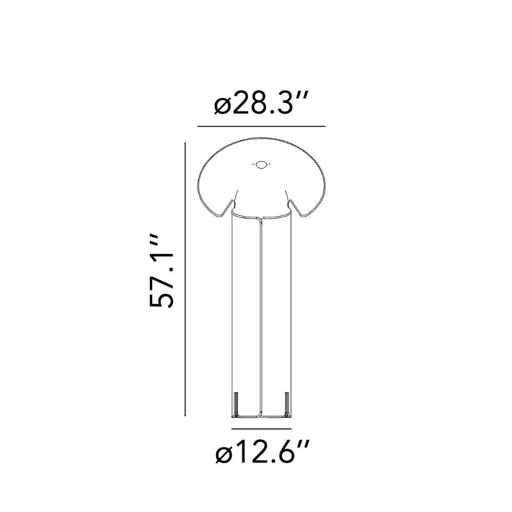 Diomensions of the Chiara Floor Lamp by Flos.