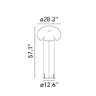 Diomensions of the Chiara Floor Lamp by Flos.