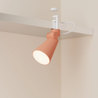 The blossom Aim Clamp Light from Gantri with the white clamp.