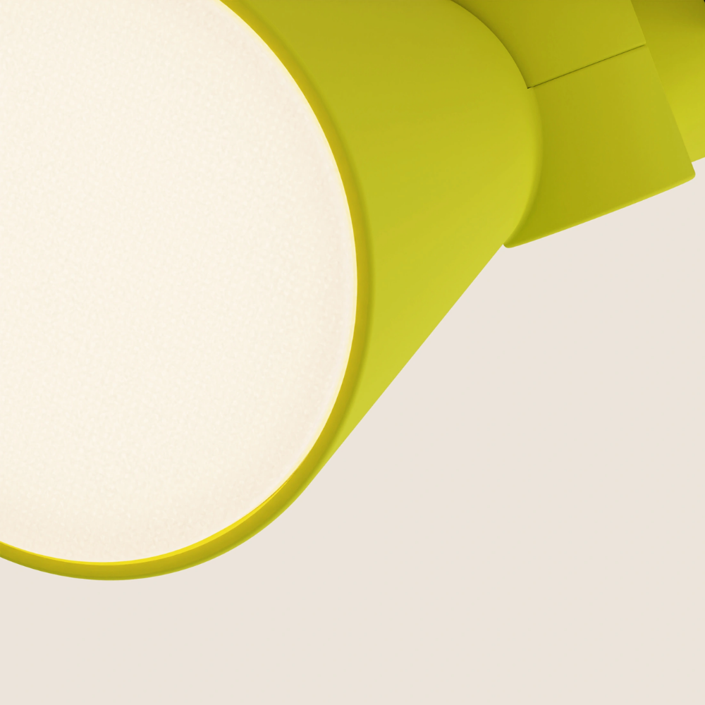 The sprout Aim Clamp Light from Gantri close up.