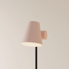 The coral Aim Floor Light from Gantri with the black rod option.
