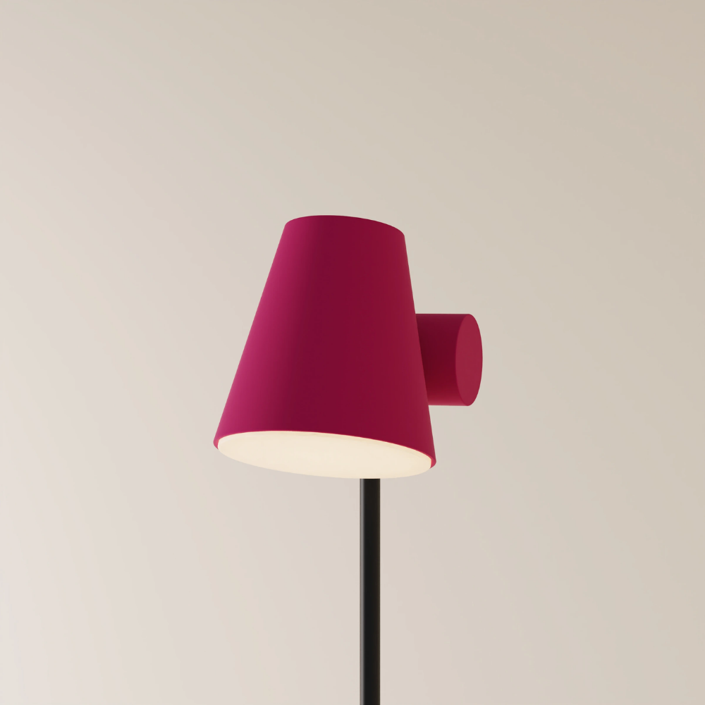 The hibiscus Aim Floor Light from Gantri with the black rod option.