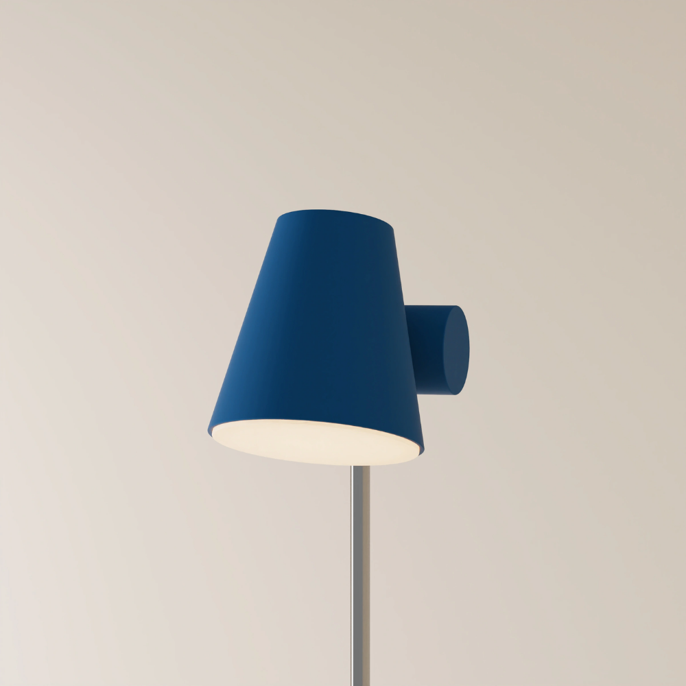 The midnight Aim Floor Light from Gantri with the chrome rod option.