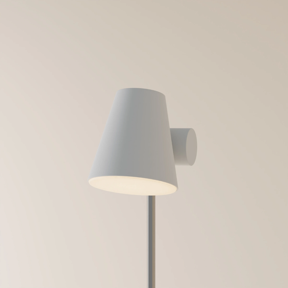 The mist Aim Floor Light from Gantri with the chrome rod option.