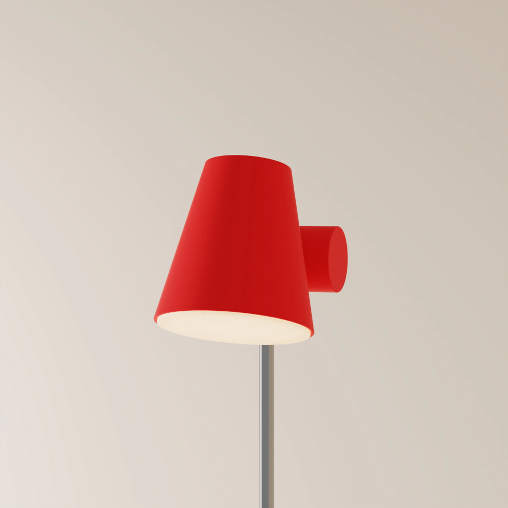 The poppy Aim Floor Light from Gantri with the chrome rod option.
