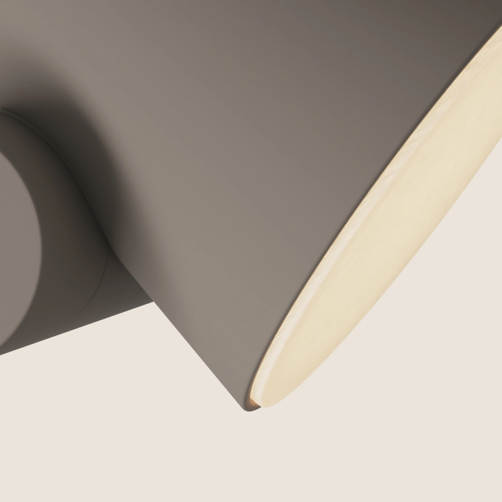 The smoke Aim Floor Light from Gantri close up.