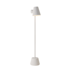 The snow Aim Floor Light from Gantri with the white rod option, showing the full lamp.