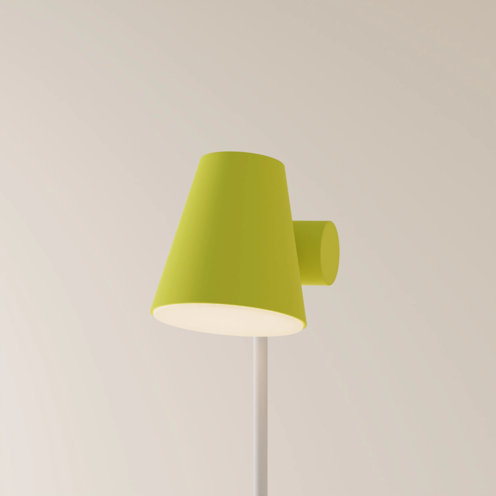 The sprout Aim Floor Light from Gantri with the white rod option.