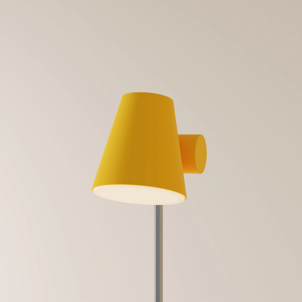 The sunrise Aim Floor Light from Gantri with the chrome rod option.