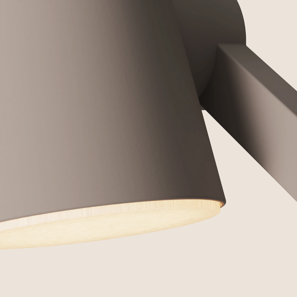 The smoke Aim Task Light from Gantri close up.