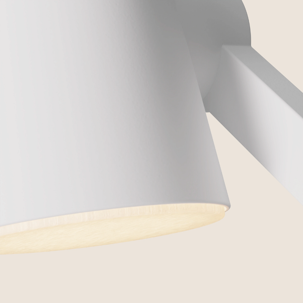 The snow Aim Task Light from Gantri close up.