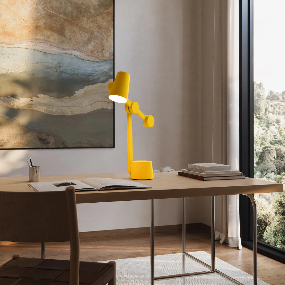 The sunrise Aim Task Light from Gantri in a home office.
