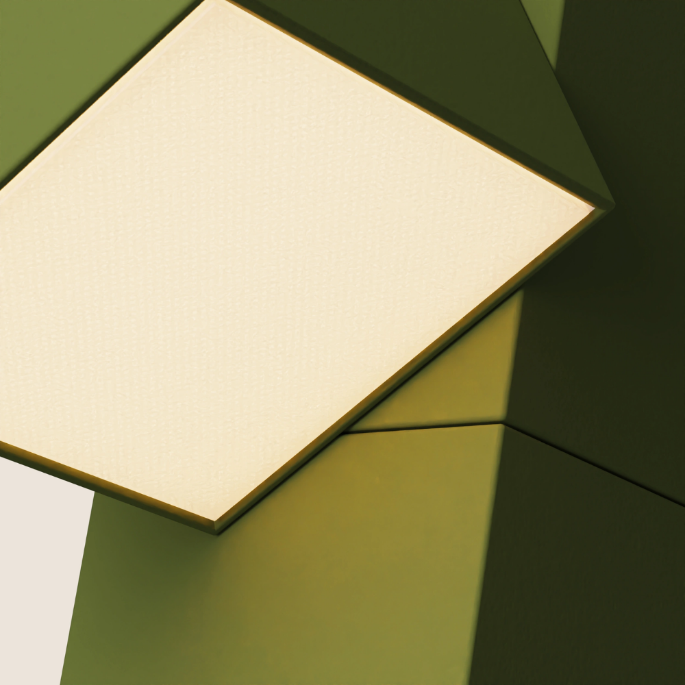 The olive Analog Task Light from Gantri close up.