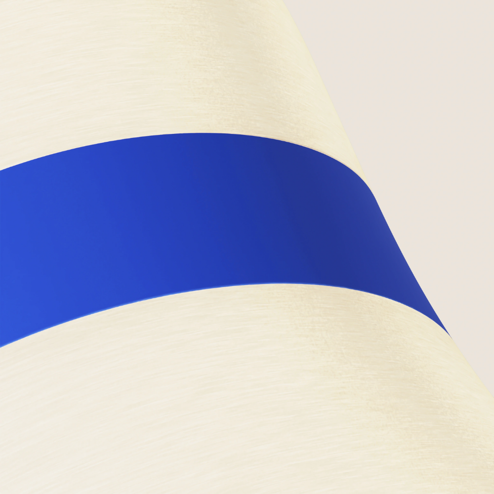 The cobalt Baltra Floor Light from Gantri close up.