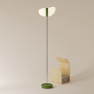 The olive Baltra Floor Light from Gantri with the chrome rod option.