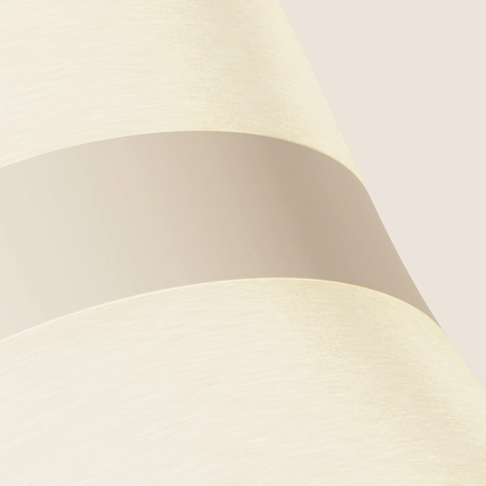 The peach Baltra Floor Light from Gantri close up.