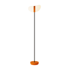 The persimmon Baltra Floor Light from Gantri with the black rod option and a white background.