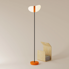 The persimmon Baltra Floor Light from Gantri with the black rod option.