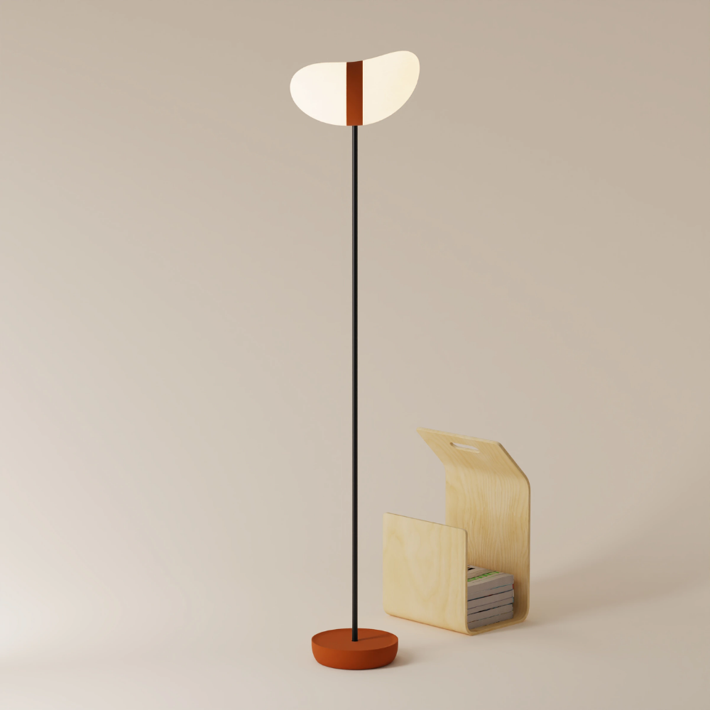 The sedona Baltra Floor Light from Gantri with the black rod option.