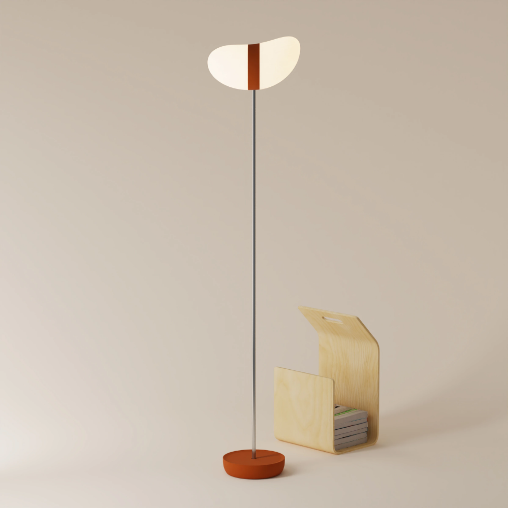 The sedona Baltra Floor Light from Gantri with the chrome rod option.