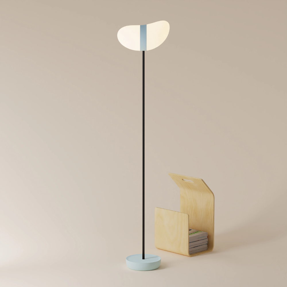 The sky Baltra Floor Light from Gantri with the black rod option.