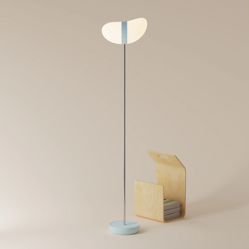 The sky Baltra Floor Light from Gantri with the chrome rod option.