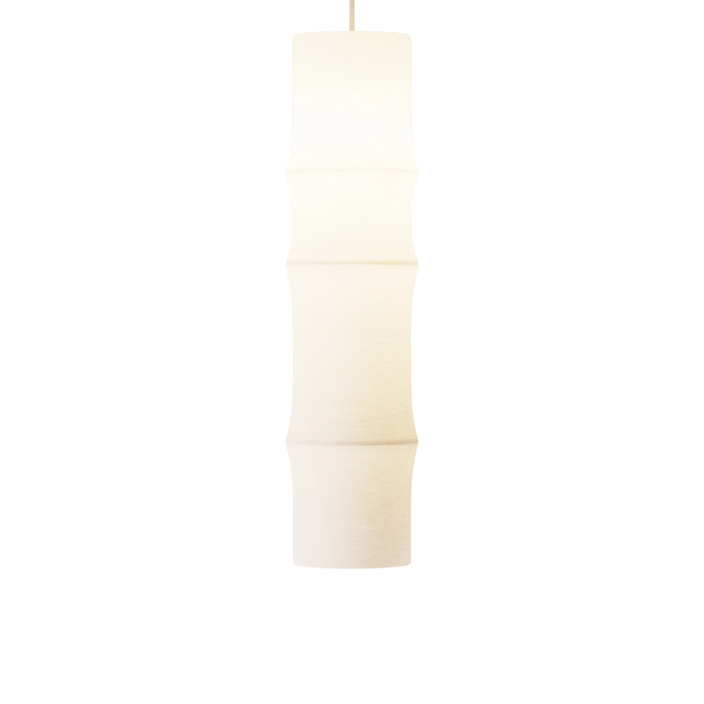The Bamboo Large Pendant Light from Gantri with the white cord.