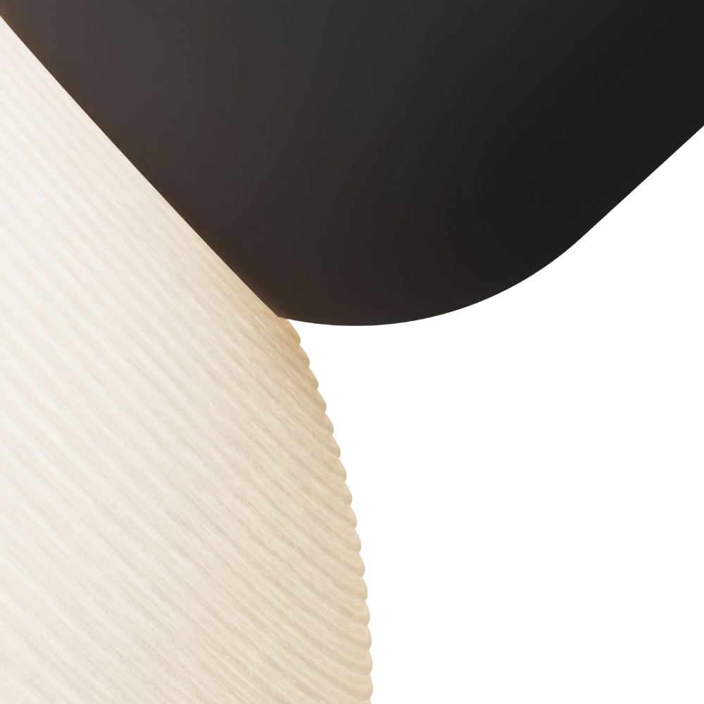 The carbon Buia Pendant Light from Gantri close up.