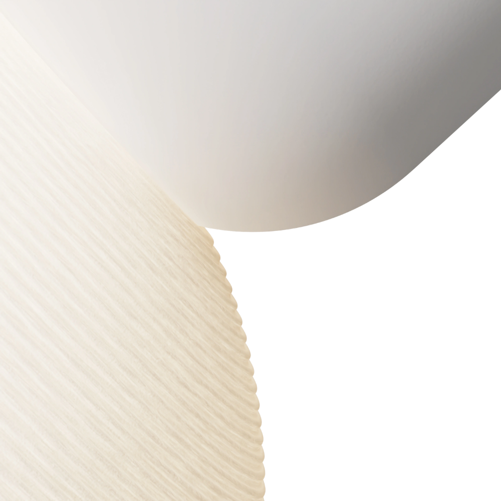 The snow Buia Pendant Light from Gantri close up.