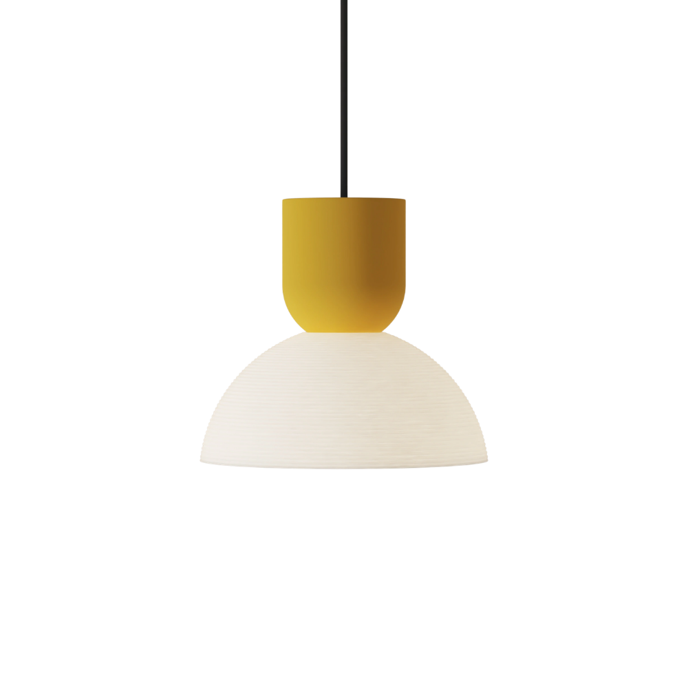 The sunrise Buia Pendant Light from Gantri with the black cord.