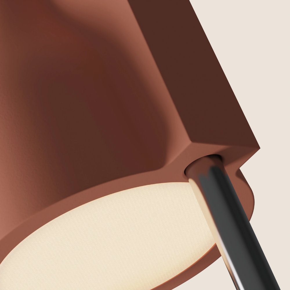 The blossom Carve Floor Light from Gantri with the chrome rod option close up.