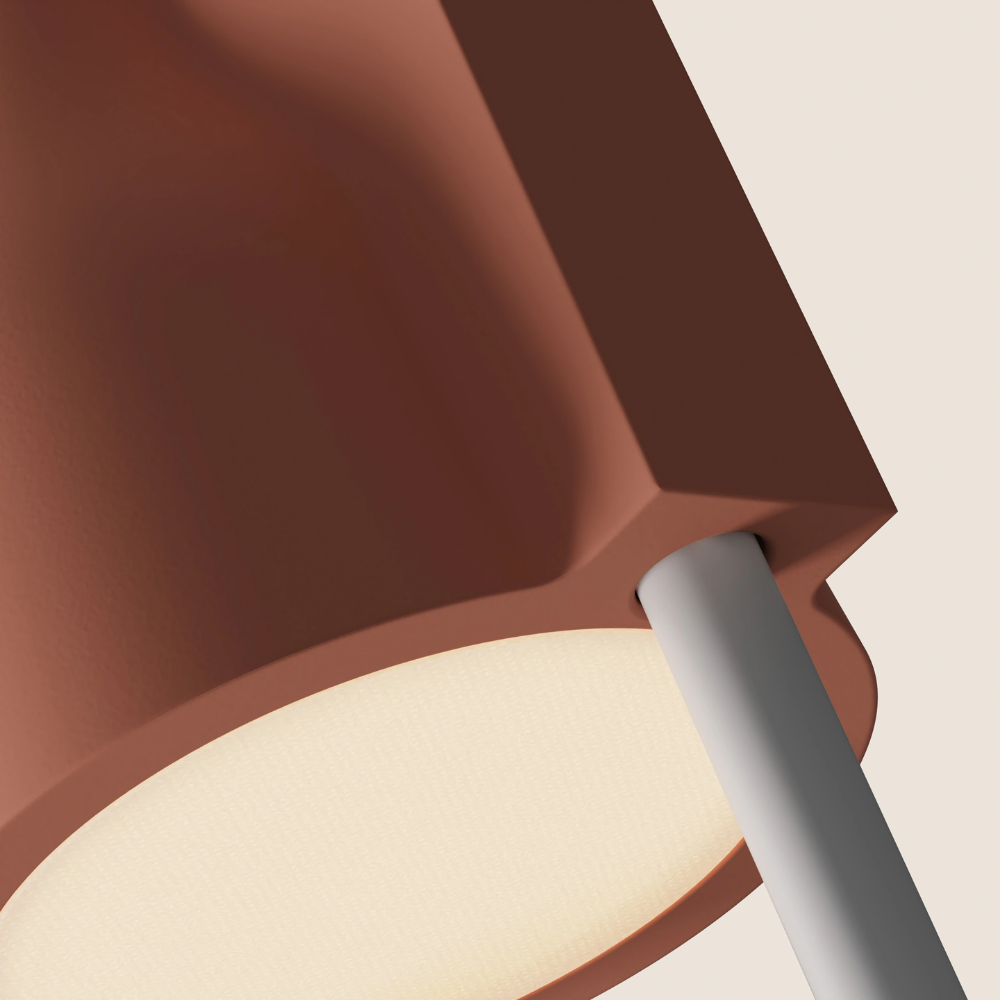 The blossom Carve Floor Light from Gantri with the white rod option close up.