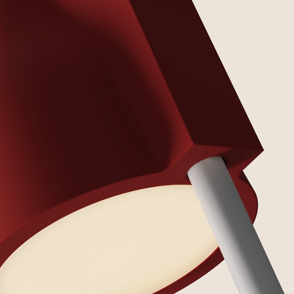The canyon Carve Floor Light from Gantri with the white rod option close up.
