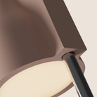 The coral Carve Floor Light from Gantri with the chrome rod option close up.
