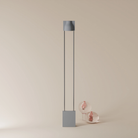The fog Carve Floor Light from Gantri with the chrome rod option.