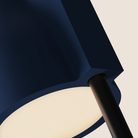 The midnight Carve Floor Light from Gantri with the black rod option close up.