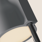 The mist Carve Floor Light from Gantri with the chrome rod option close up.