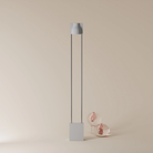 The mist Carve Floor Light from Gantri with the chrome rod option.